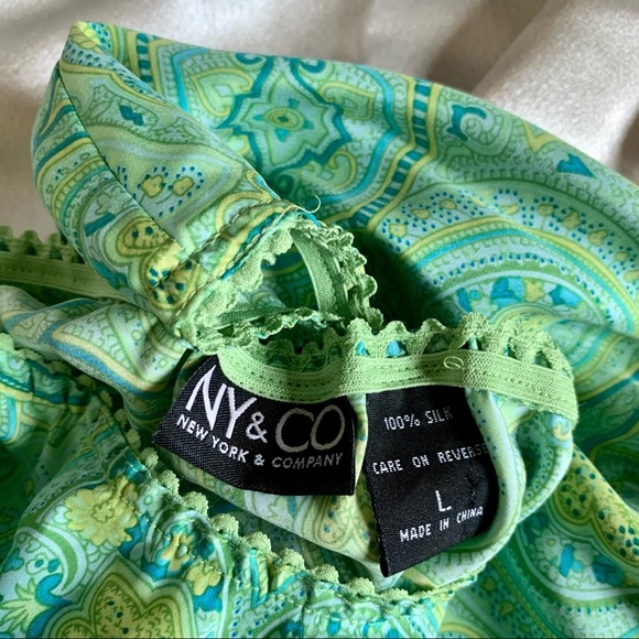 VTG Y2K Green Paisley Print Silk Midi Slip Skirt - Picture 5 of 8